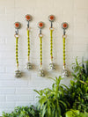 SET OF FIVE - EVERGREEN | Ceramic Macrame Bells with Ceramic Hooks (Buy 4 get 1 free)