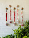 SET OF FIVE - CHERRY | Ceramic Macrame Bells with Ceramic Hooks (Buy 4 get 1 free)