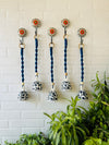 SET OF FIVE - SAPPHIRE | Ceramic Macrame Bells with Ceramic Hooks (Buy 4 get 1 free)