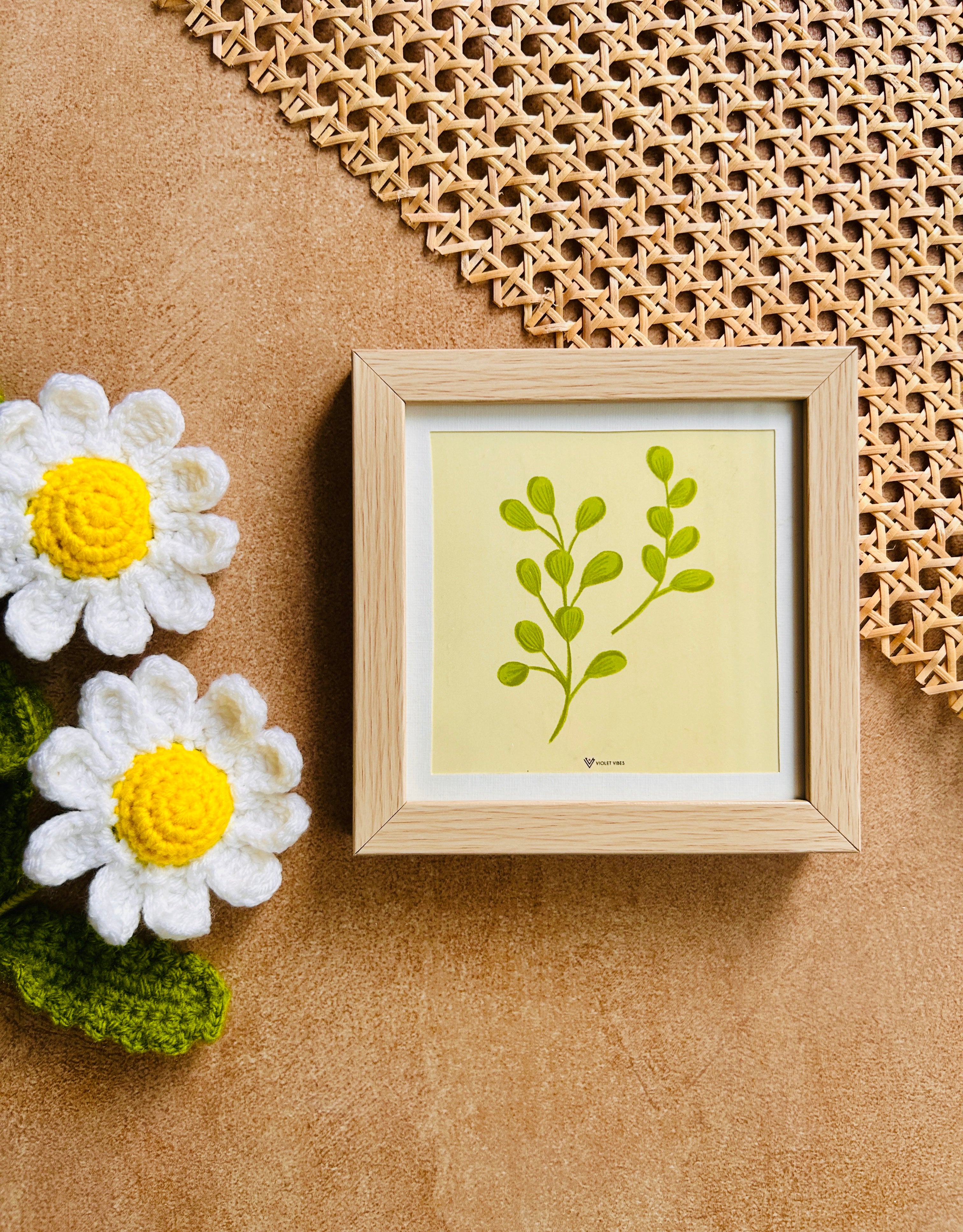 Serene Leaves 5 | Small Glass Wall frame