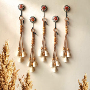 Ivory Chimes | Classic white bells with ceramic hook | Set of 5