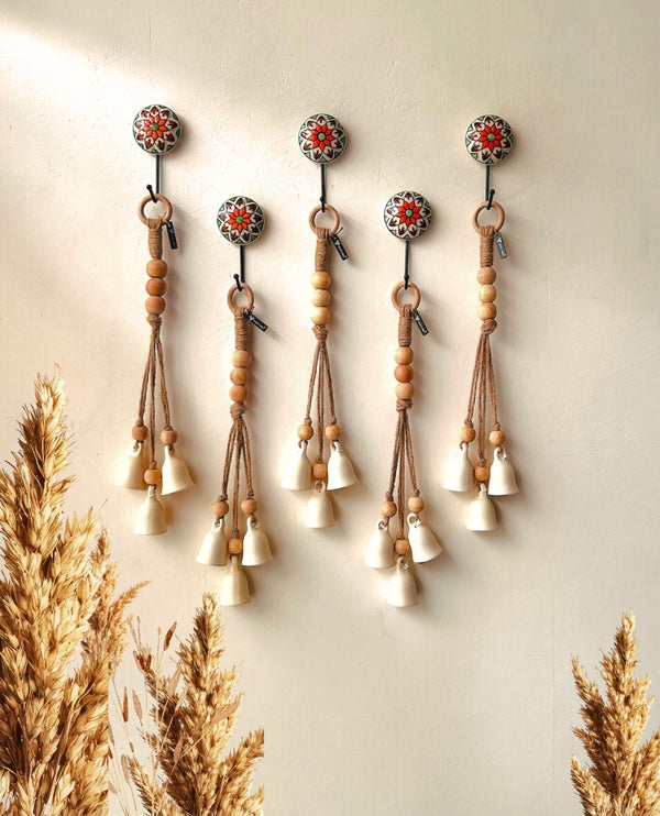 Ivory Chimes | Classic white bells with ceramic hook | Set of 5