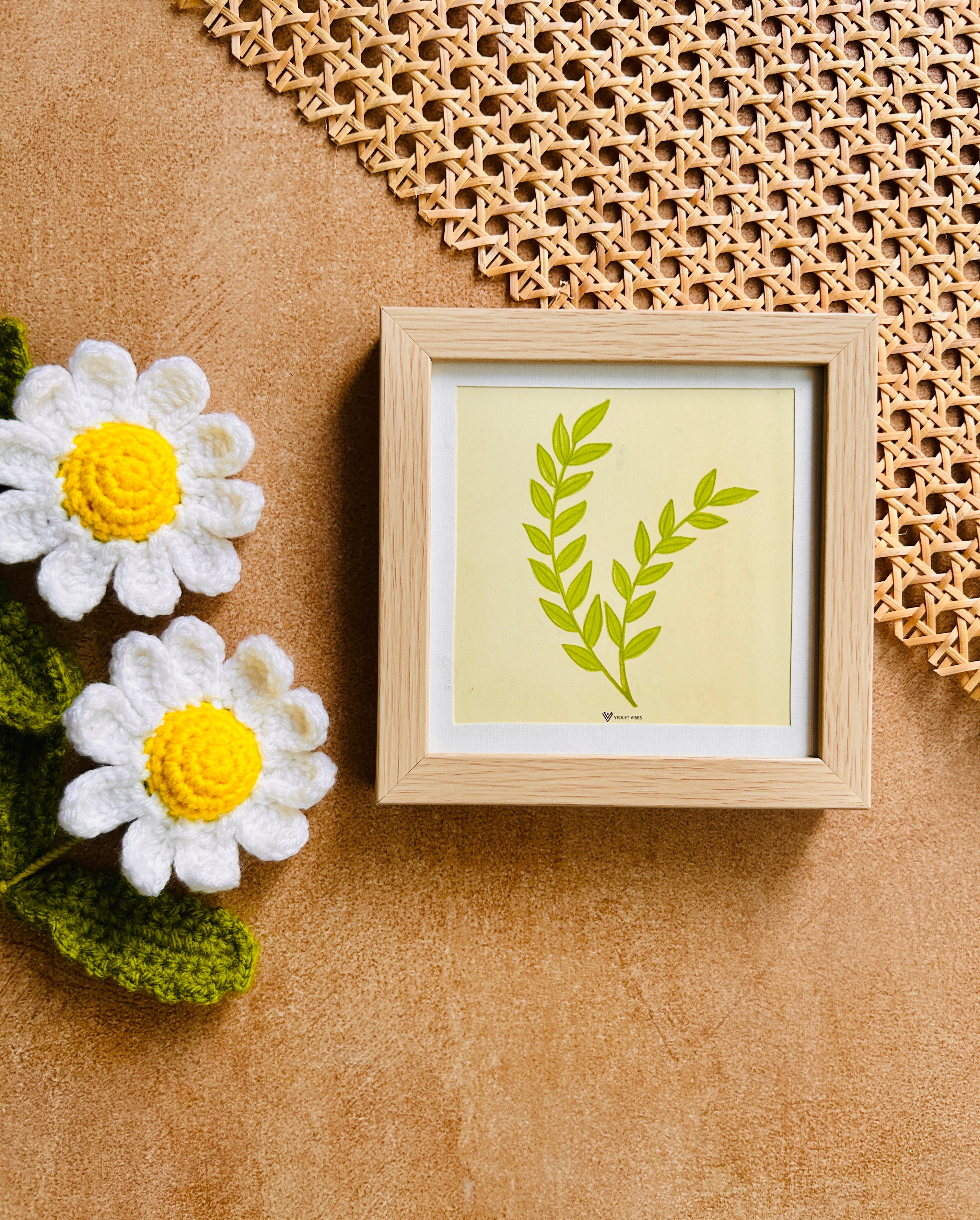 Serene Leaves 6 | Small Glass Wall frame