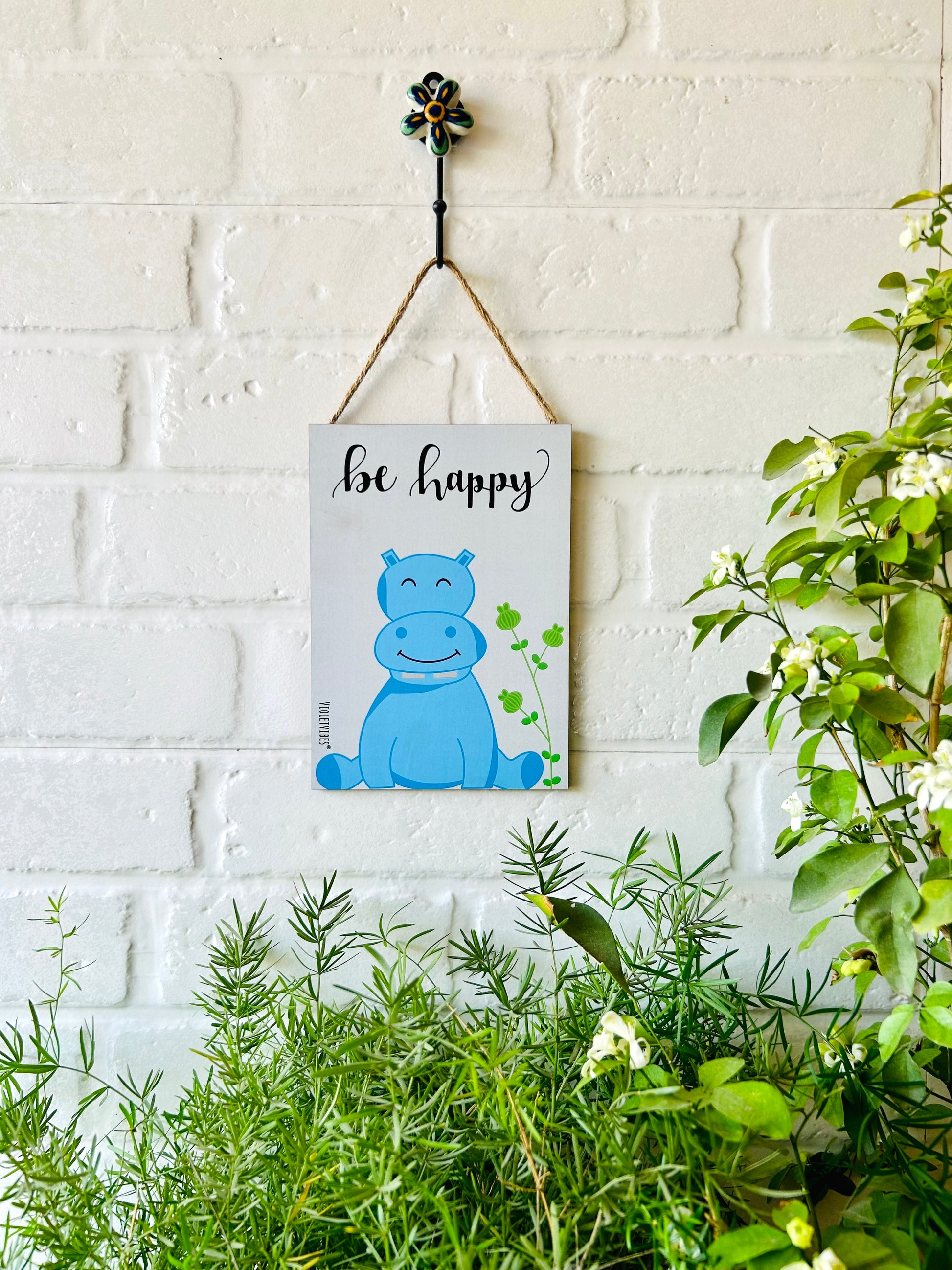 Be Happy (Hippo) | Kids Room Decor