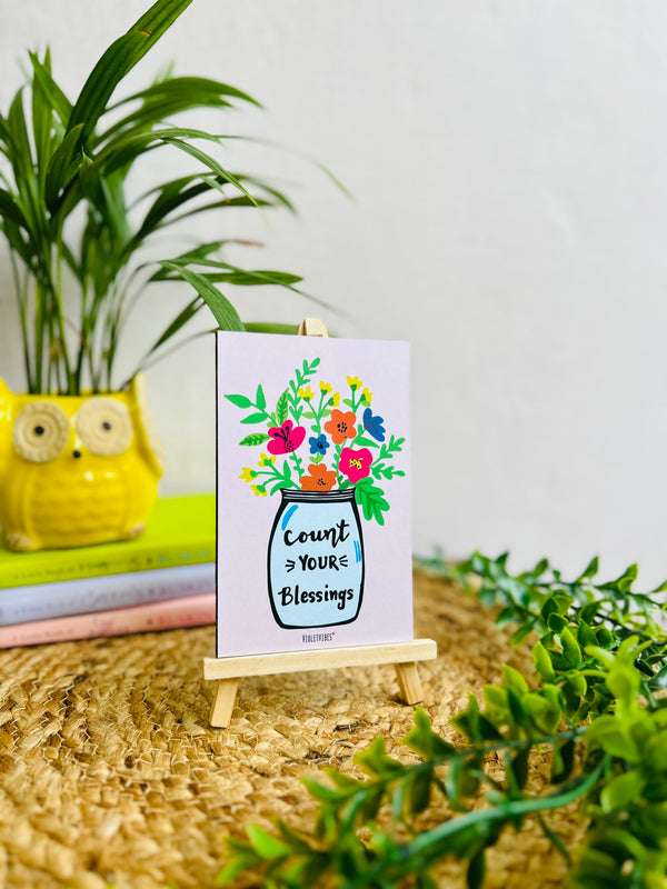 Count your blessings | Table Top with wooden easel stand