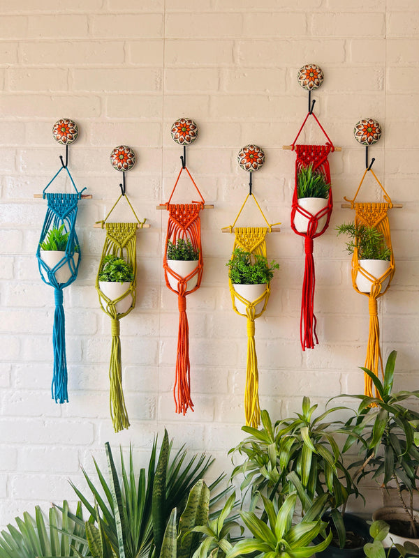 Miniature Macrame Plant Hangers | With pot and flower hook