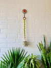 EVERGREEN | Ceramic Macrame Bell with Ceramic Hook - Green Yellow Flowers