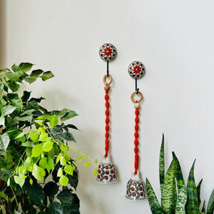 Tangerine | Ceramic Macrame Bells with Ceramic Hooks | Set of 2 (Free shipping)