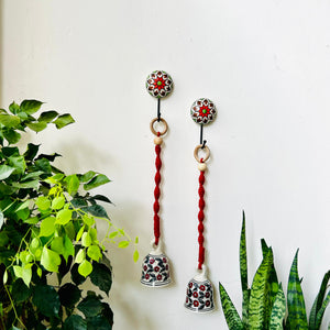 CHERRY | Ceramic Macrame Bells with Ceramic Hooks | Set of 2 (Free shipping)