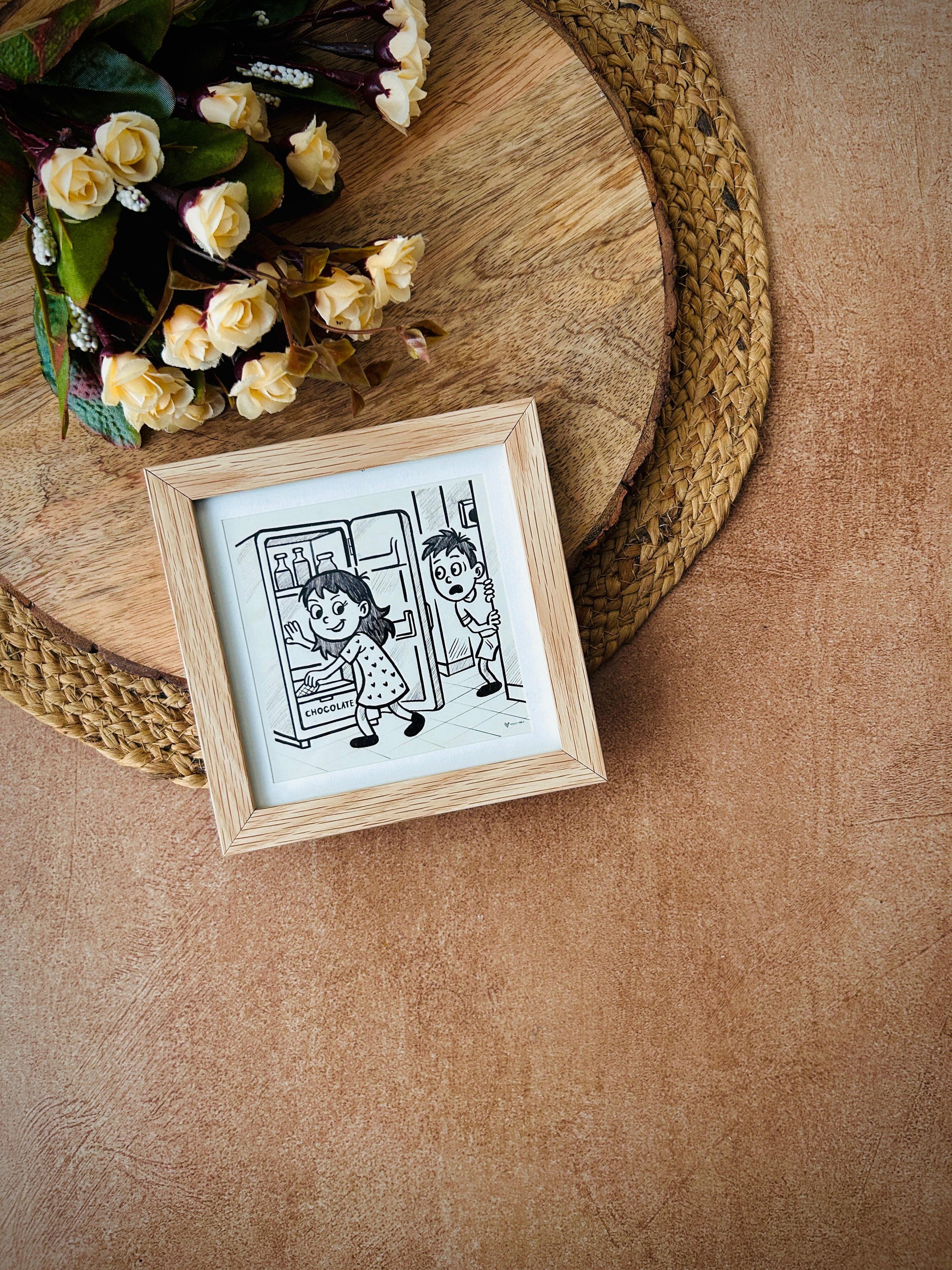 ⁠One where your hiding spot wasn’t a secret | No caption Needed Wall Frame