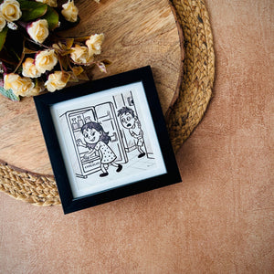 ⁠One where your hiding spot wasn’t a secret | No caption Needed Wall Frame