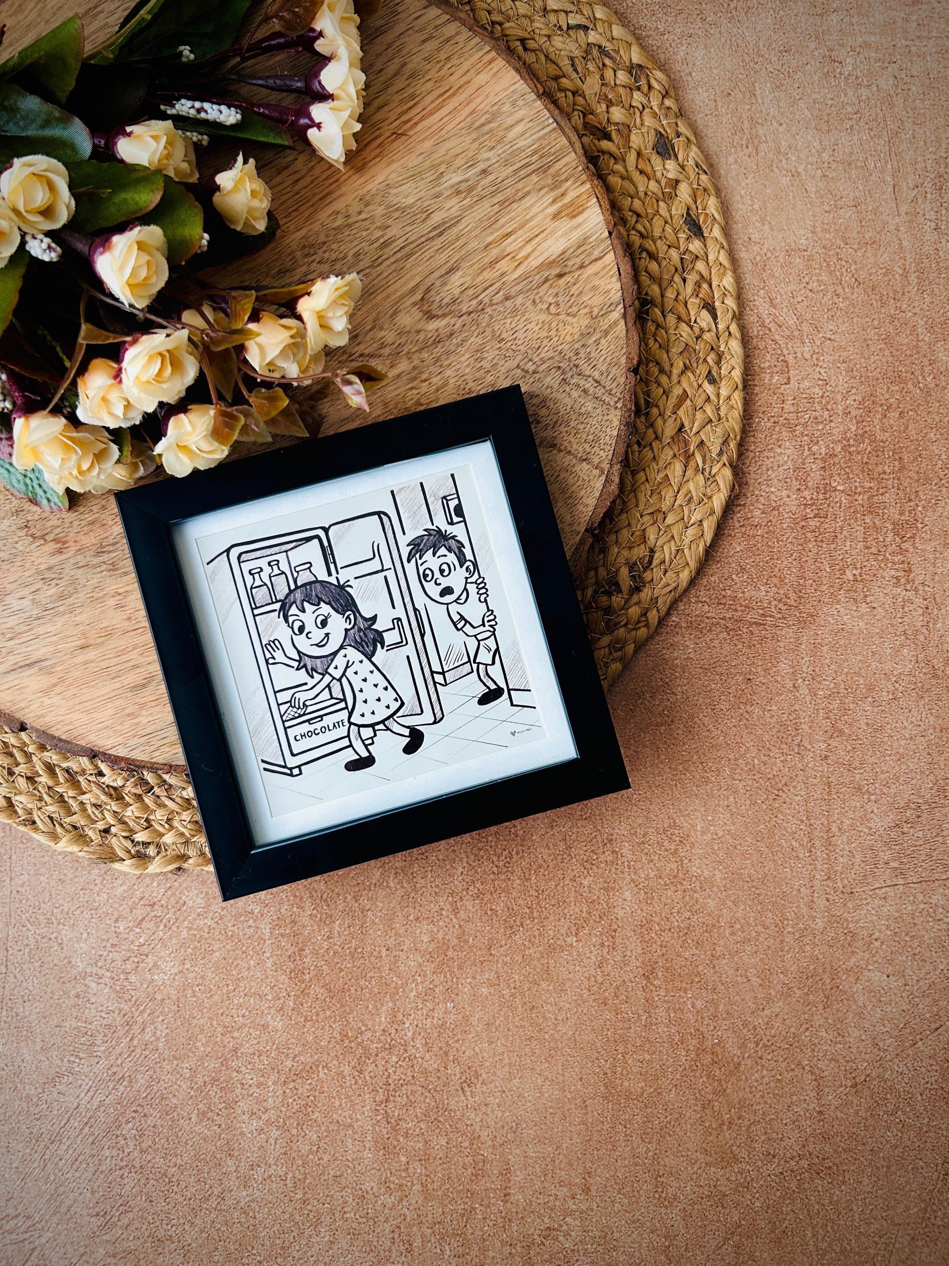 ⁠One where your hiding spot wasn’t a secret | No caption Needed Wall Frame