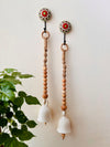 Boho Ivory Ceramic Bells with Ceramic Hooks| Set of 2 | Rustic & Serene Decor