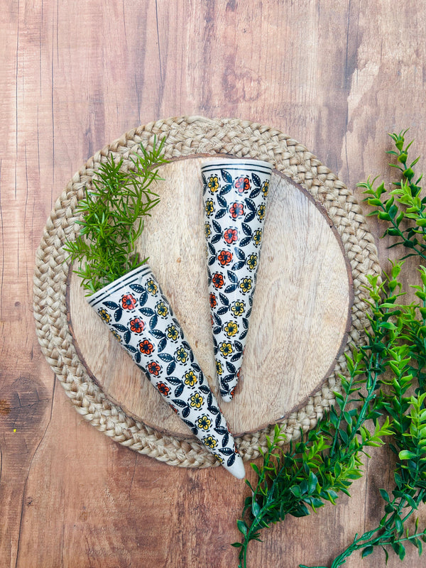 Set of 2 | Big Conical Planter | Yellow Orange Flowers | Buy 2 get 2 offer applicable | Use code 