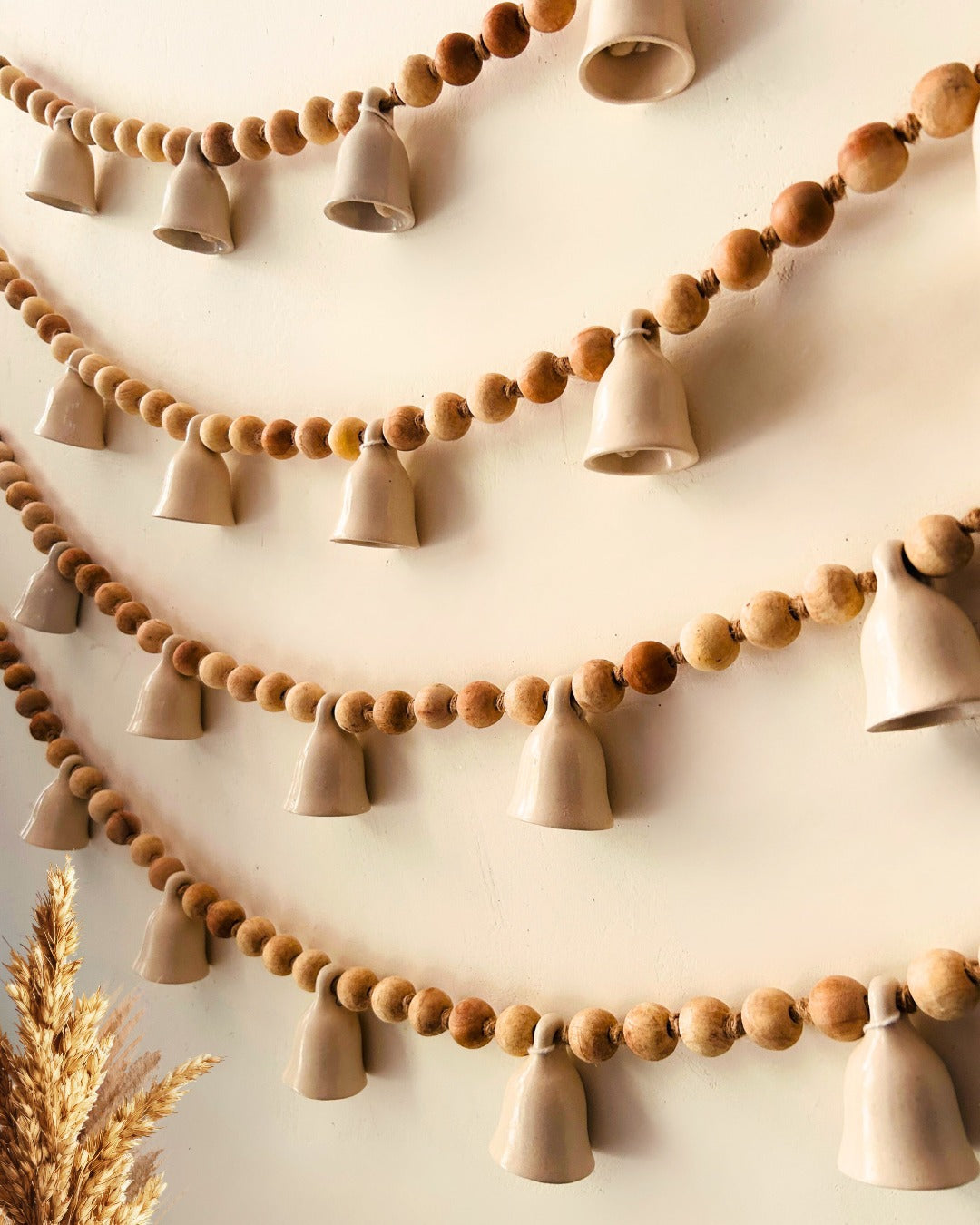 KHANAK | Ceramic bells bunting - BOHO RUSTIC - IVORY BELLS