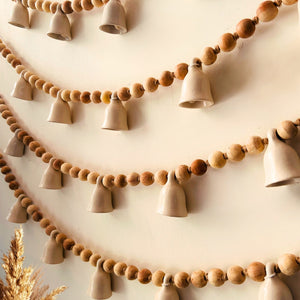 KHANAK | Ceramic bells bunting - BOHO RUSTIC - IVORY BELLS (40 inches wide)