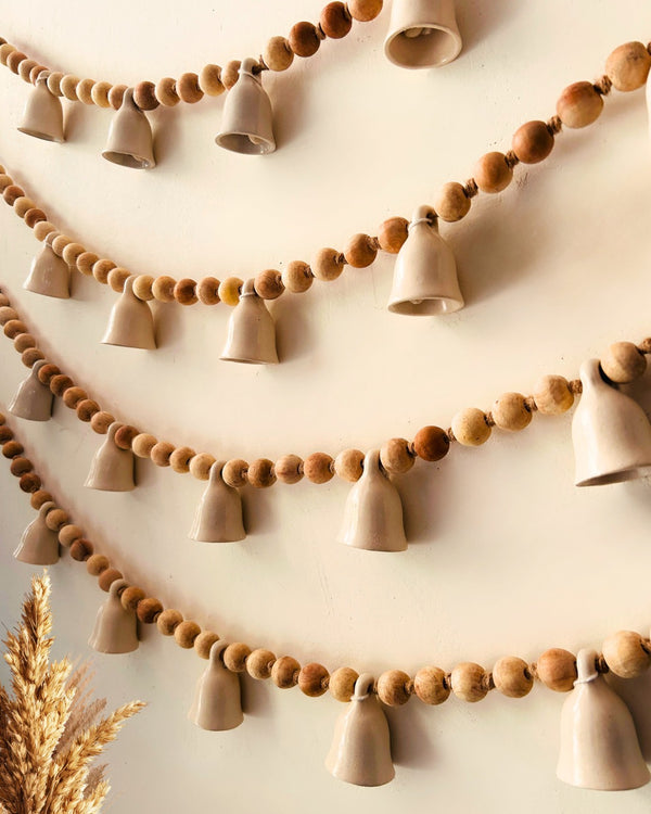 KHANAK | Ceramic bells bunting - BOHO RUSTIC - IVORY BELLS