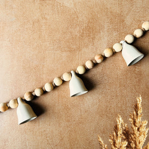 KHANAK | Ceramic bells bunting - BOHO RUSTIC - IVORY BELLS (40 inches wide)