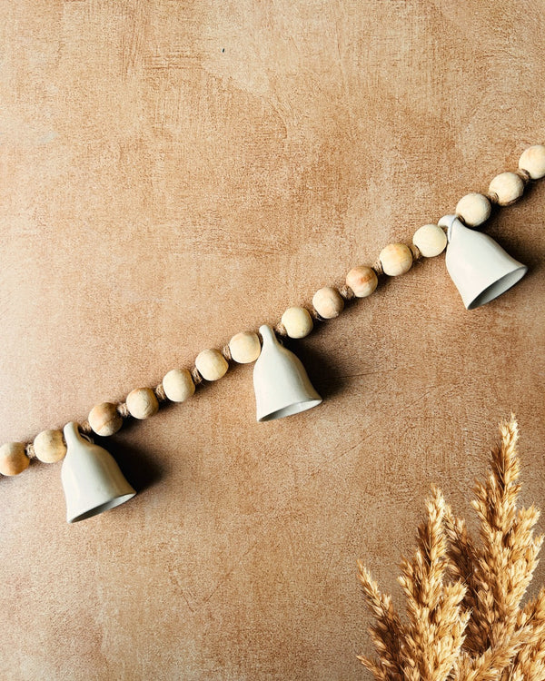KHANAK | Ceramic bells bunting - BOHO RUSTIC - IVORY BELLS