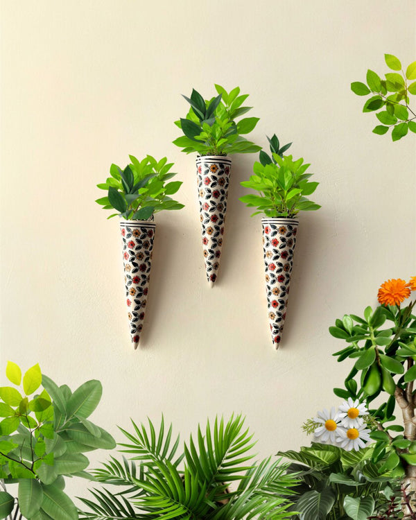 Set of 3 | Big Conical Planter | Yellow Orange Flowers | Buy 3 get 3 offer applicable | Use code 