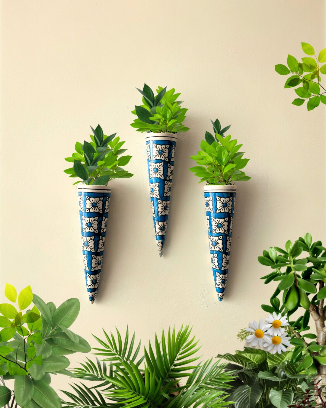 Set of 3 | Big Conical Planter | Teal Square | Buy 3 get 3 offer applicable | Use code 