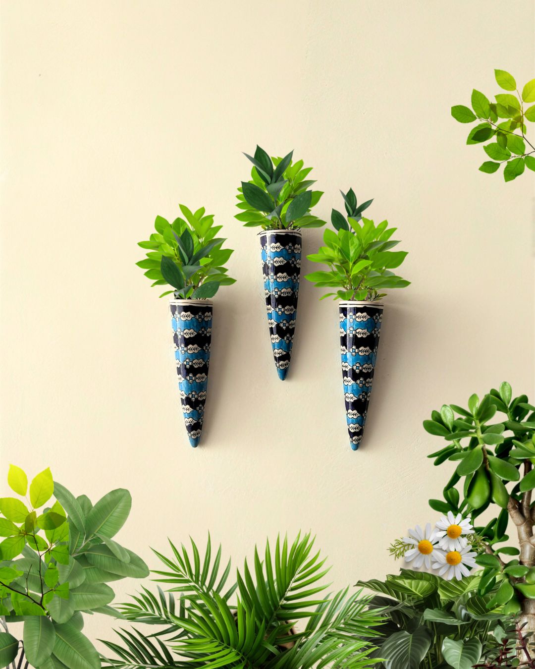 Set of 3 | Big Conical Planter | Blue Lines | Buy 3 get 3 offer applicable | Use code 