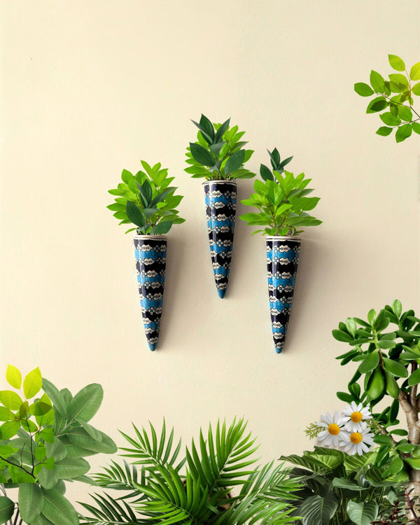 Set of 3 | Big Conical Planter | Blue Lines | Buy 3 get 3 offer applicable | Use code 