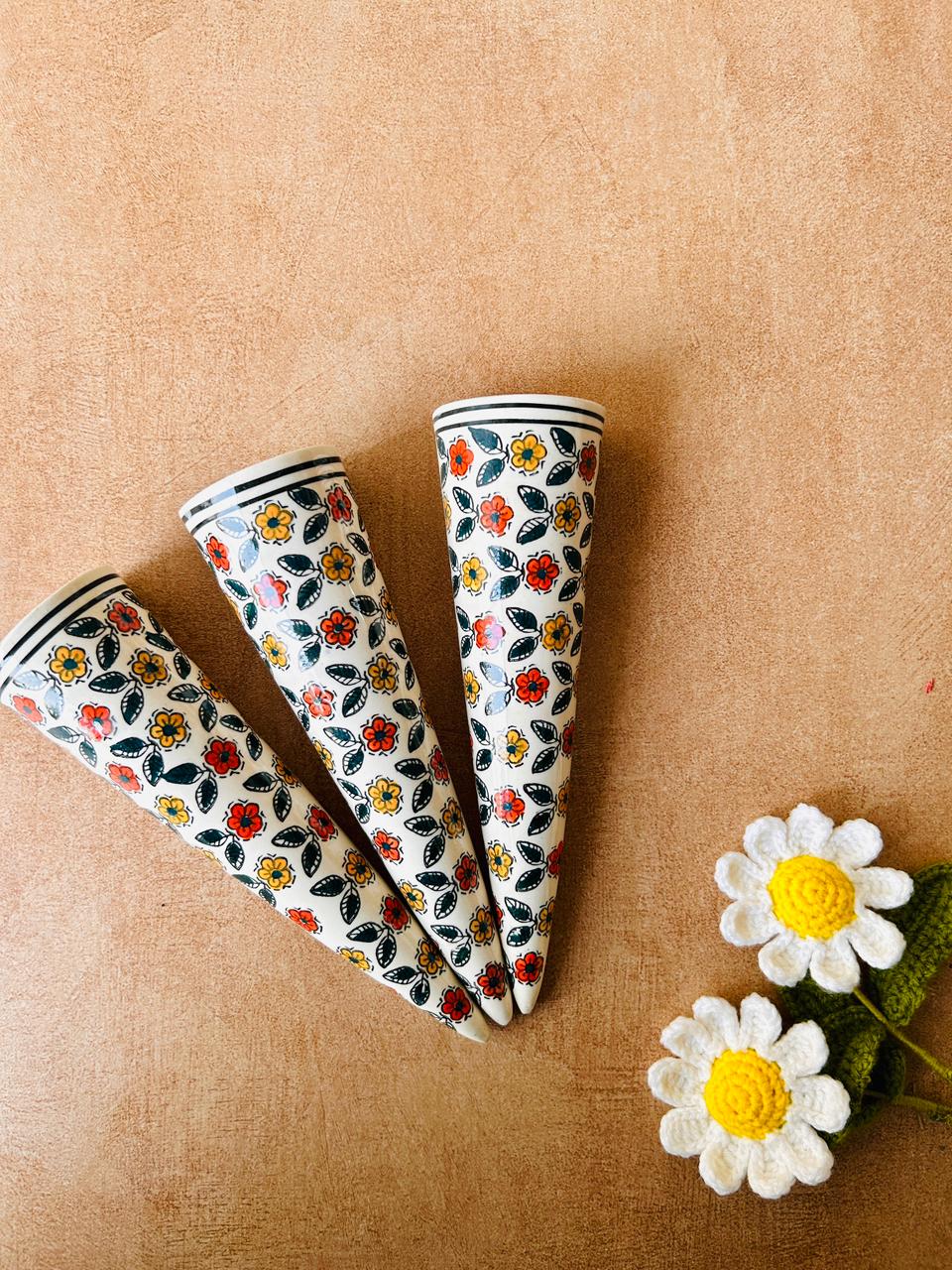 Set of 3 | Big Conical Planter | Yellow Orange Flowers | Buy 3 get 3 offer applicable | Use code 