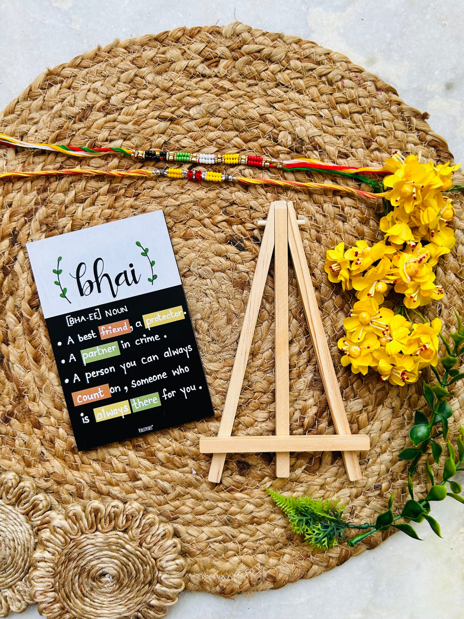 Bhai [BHA-EE] | Table Top with wooden easel stand (Rakhi Special)