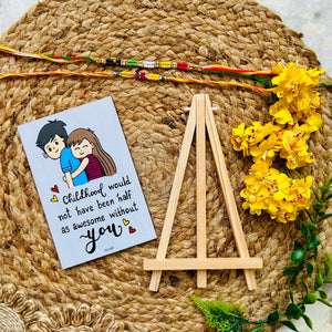 Childhood | Table Top with wooden easel stand (Rakhi Special) + Rakhi Thread