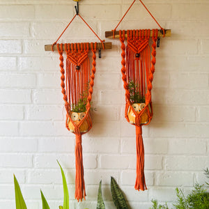 "Sunset" Macrame Plant Hangers | Orange