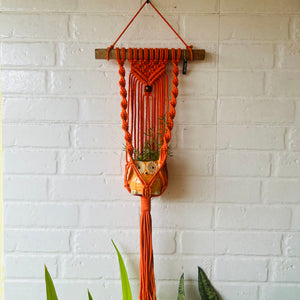 "Sunset" Macrame Plant Hangers | Orange