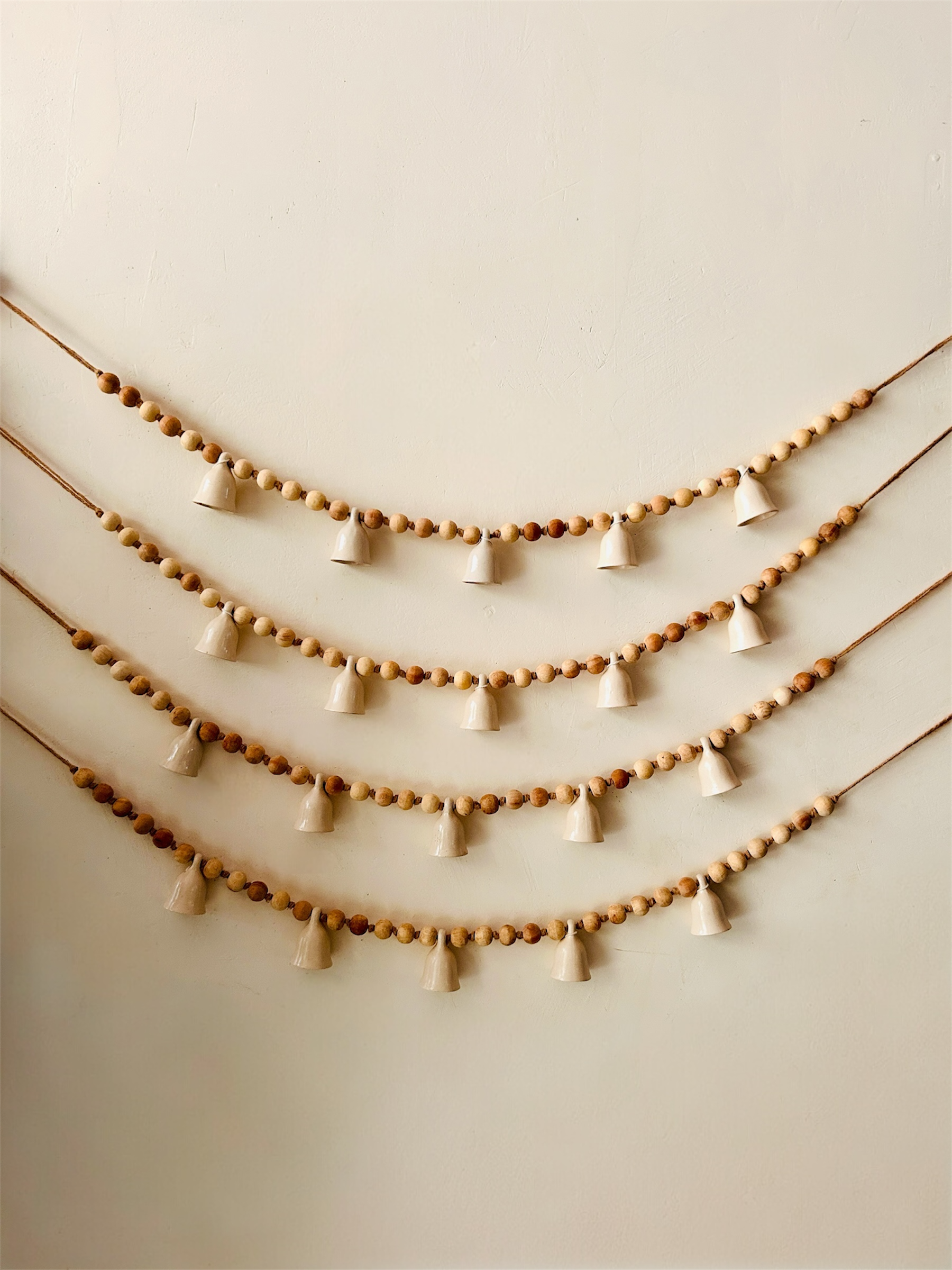 KHANAK | Ceramic bells bunting - BOHO RUSTIC - IVORY BELLS
