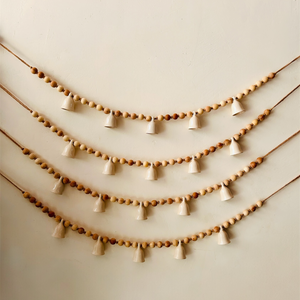 KHANAK | Ceramic bells bunting - BOHO RUSTIC - IVORY BELLS (40 inches wide)