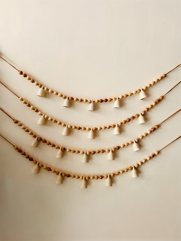 KHANAK | Ceramic bells bunting - BOHO RUSTIC - IVORY BELLS
