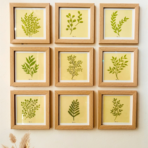 Whispers of leaves | Brown Wall Frame Set of 9 | Hand made designs | Glass on top