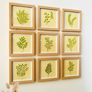 Whispers of leaves | Brown Wall Frame Set of 9 | Hand made designs | Glass on top
