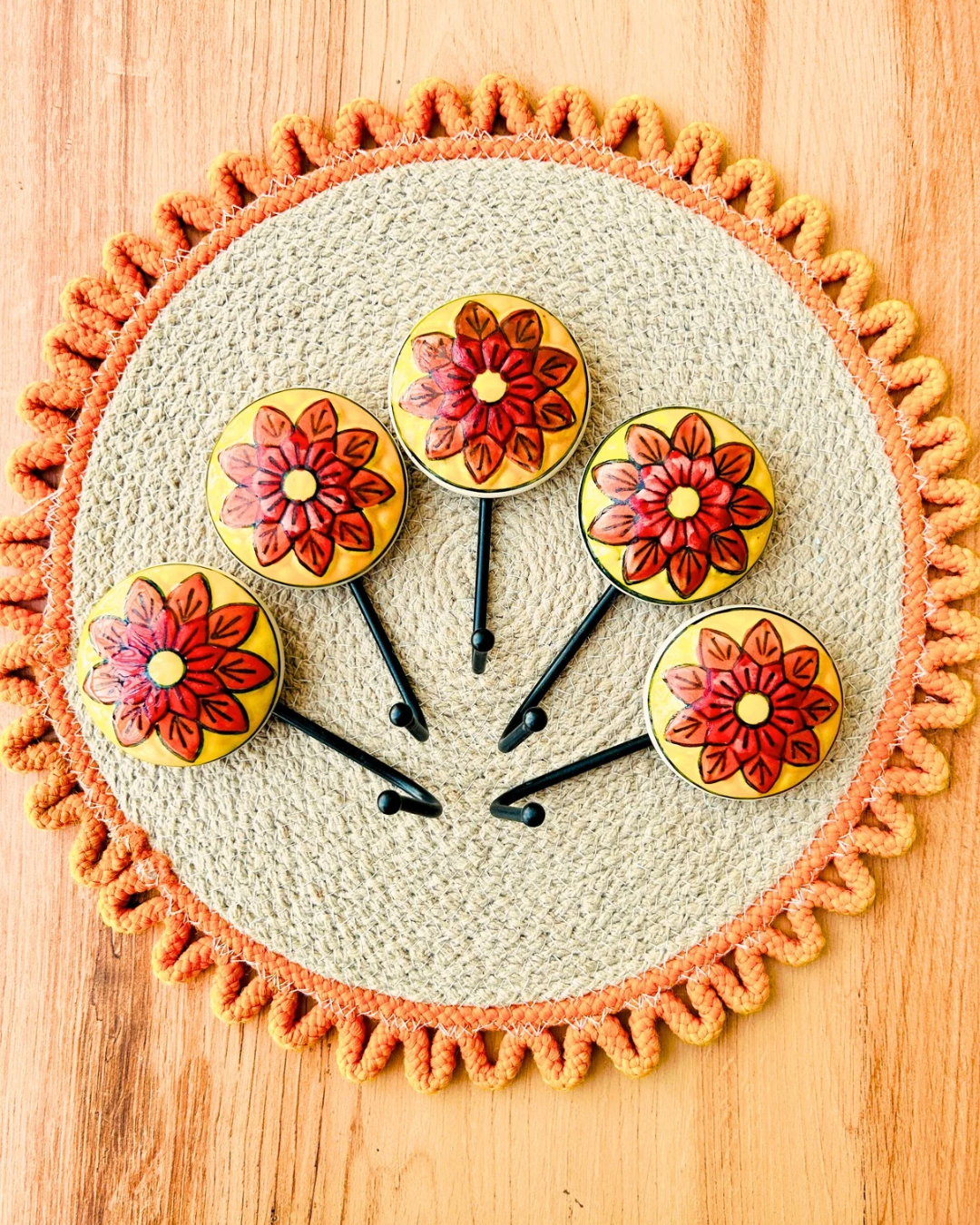 ORANGE PETAL- Big ceramic hooks