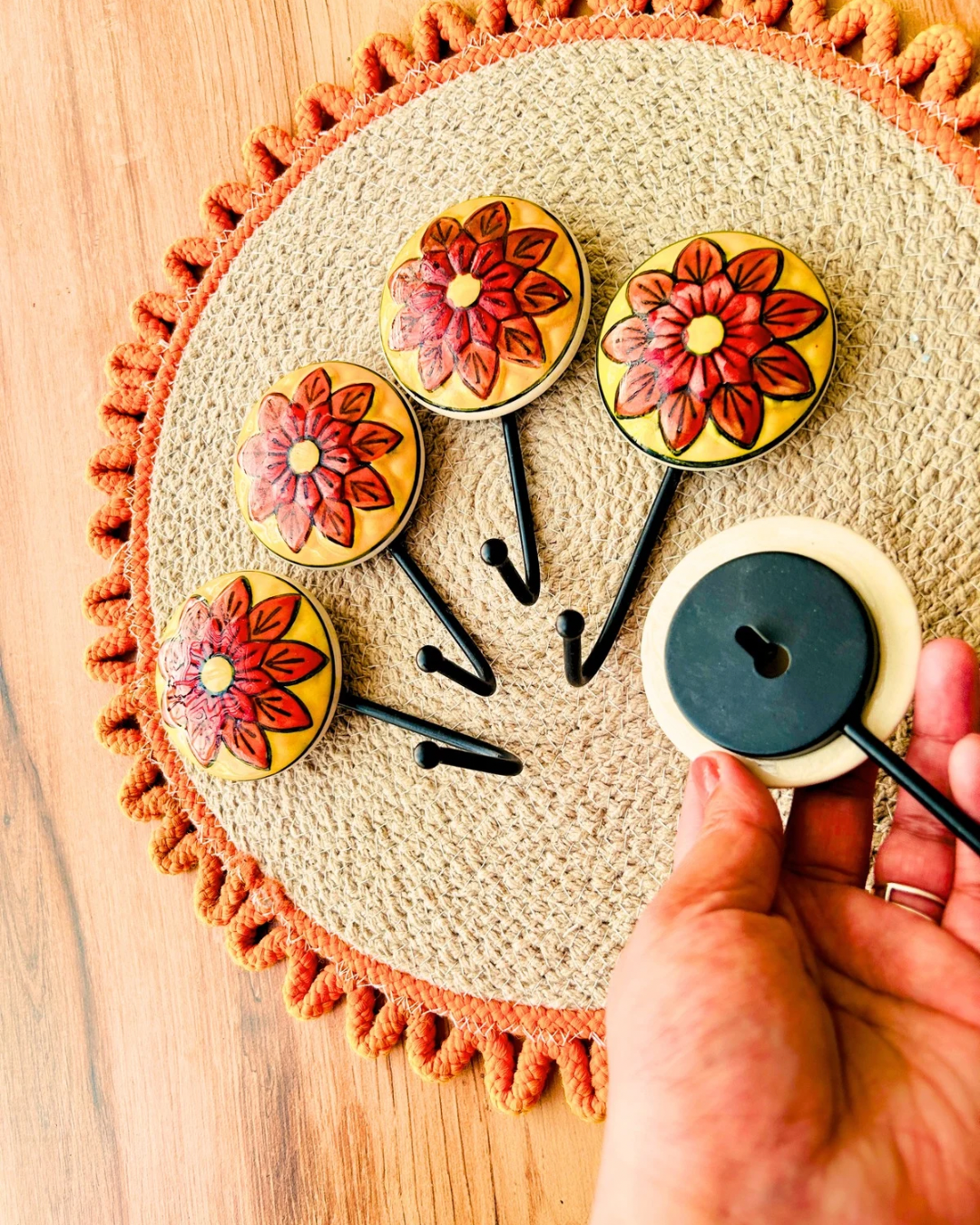 ORANGE PETAL- Big ceramic hooks