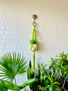 Colorful Macrame Plant Hangers with engraved ceramic pots and ceramic hook