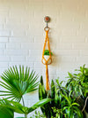 Colorful Macrame Plant Hangers with engraved ceramic pots and ceramic hook