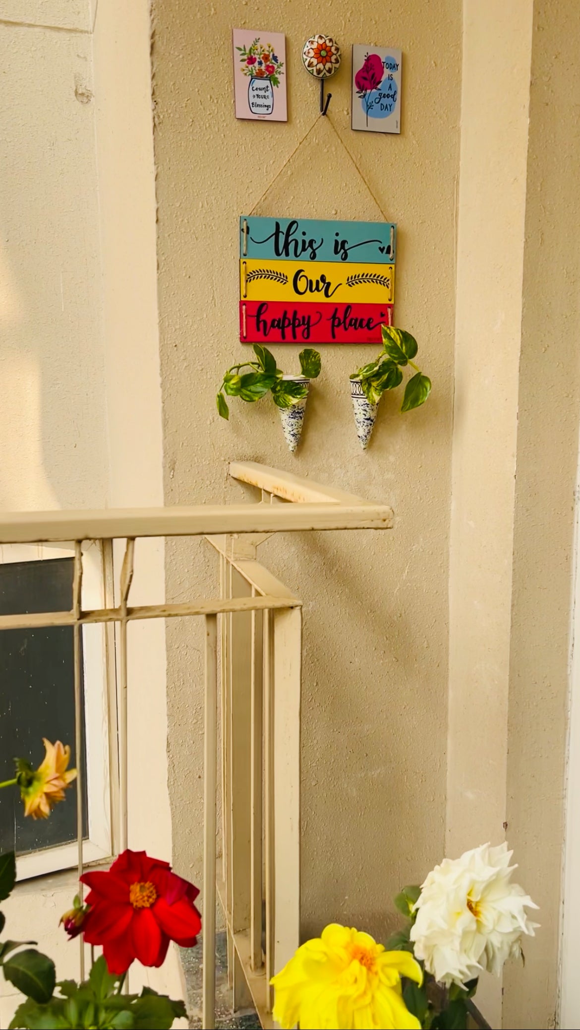 This is our happy place |  Balcony Decor | Solid Colors Edition
