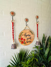 Home sweet home wall set up with two Red macrame bells