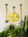 Bless this home wall set up with two Lemon Yellow macrame bells