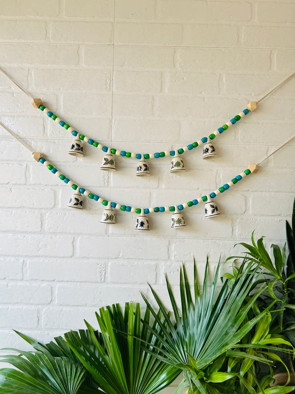 KHANAK | Ceramic bells bunting  - Blue ORCHID