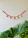 KHANAK | Ceramic bells bunting  - Pink and white Edition