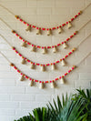 KHANAK | Ceramic bells bunting  - Pink and white Edition