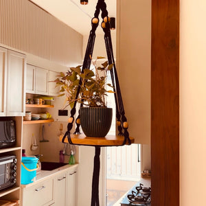 Swing Story – Macrame Hanging Shelf | METAL CEILING HOOK INCLUDED
