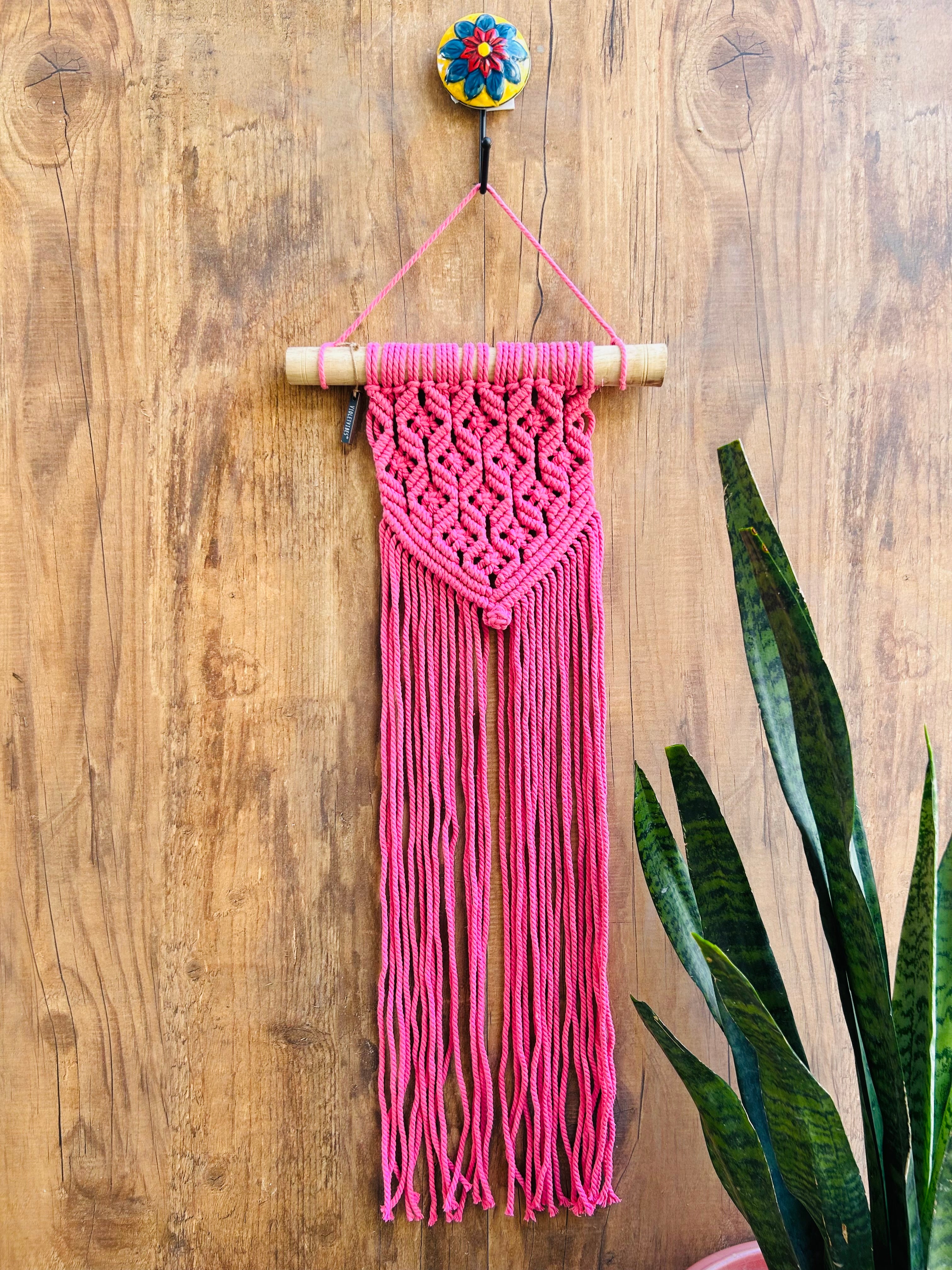 Diamond' Layered Macrame Wall Hanging - Natural White with ceramic