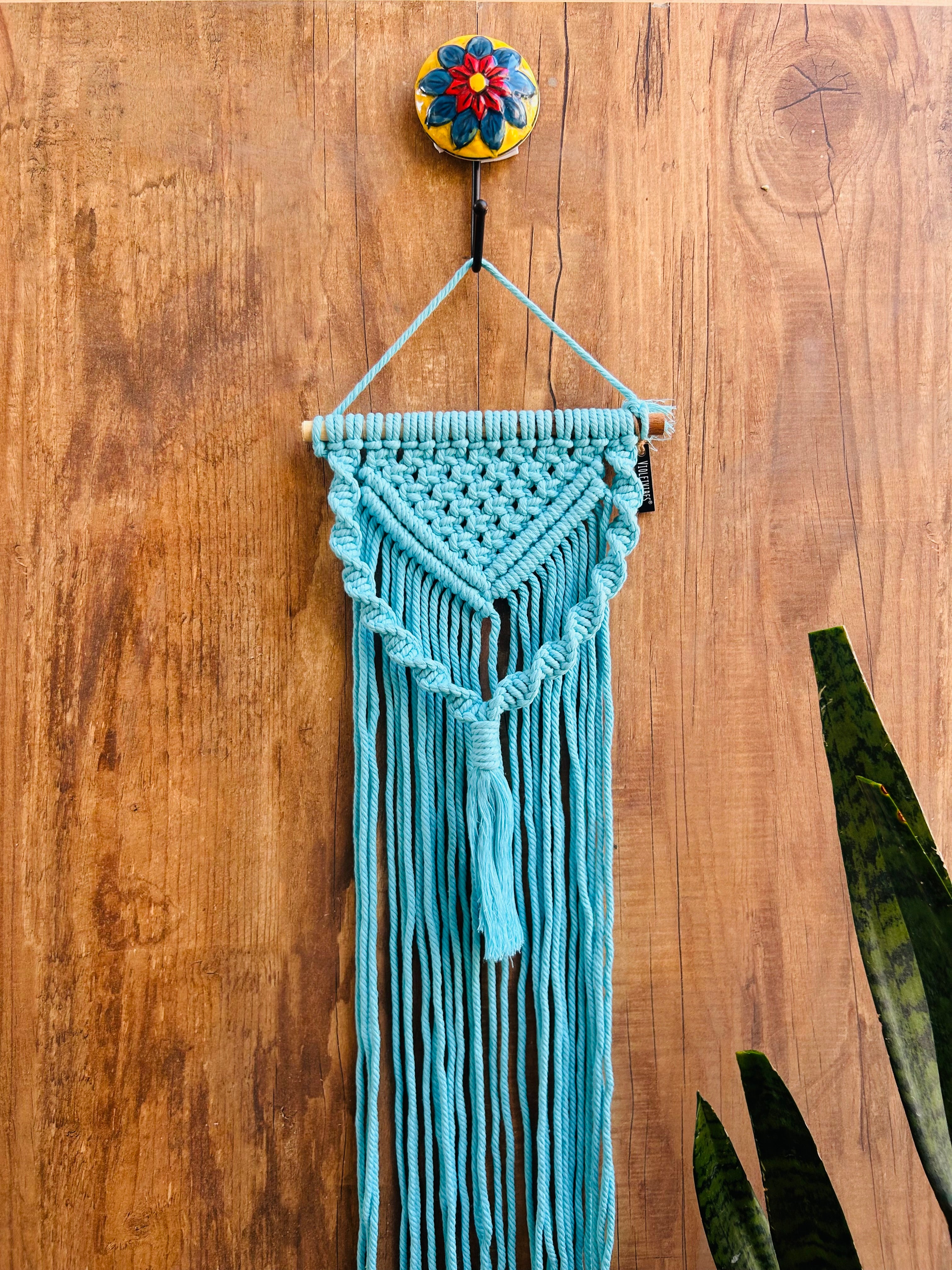 Diamond' Layered Macrame Wall Hanging - Natural White with ceramic